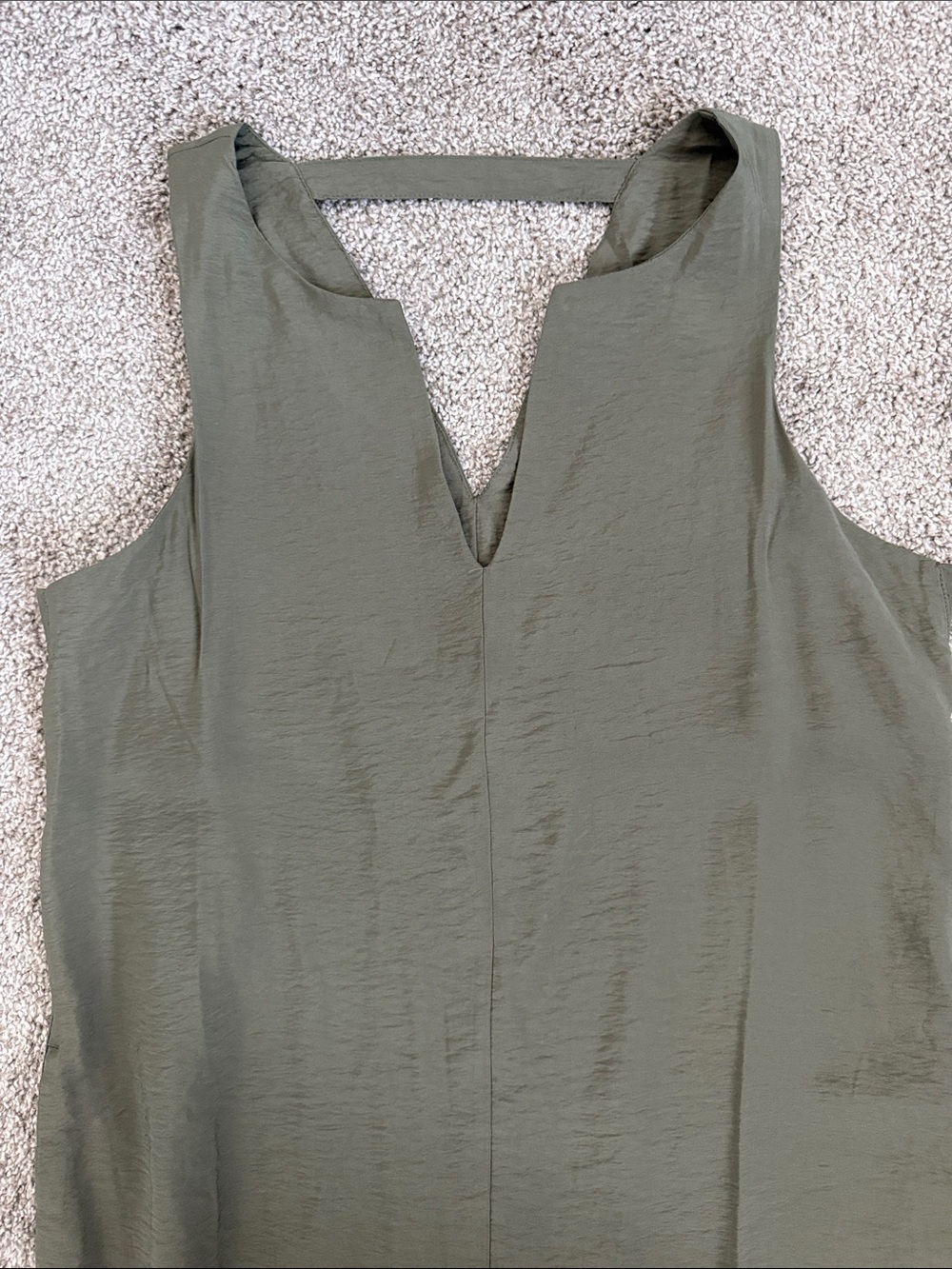 Banana Republic Olive Green Sleeveless Notch-Neck Shift Dress - Picture 2 of 6